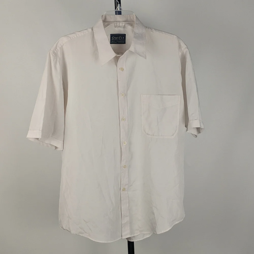 Outfit Business Classics Men's Shirt Size 41 White Short Sleeve Button Front - Picture 2 of 7